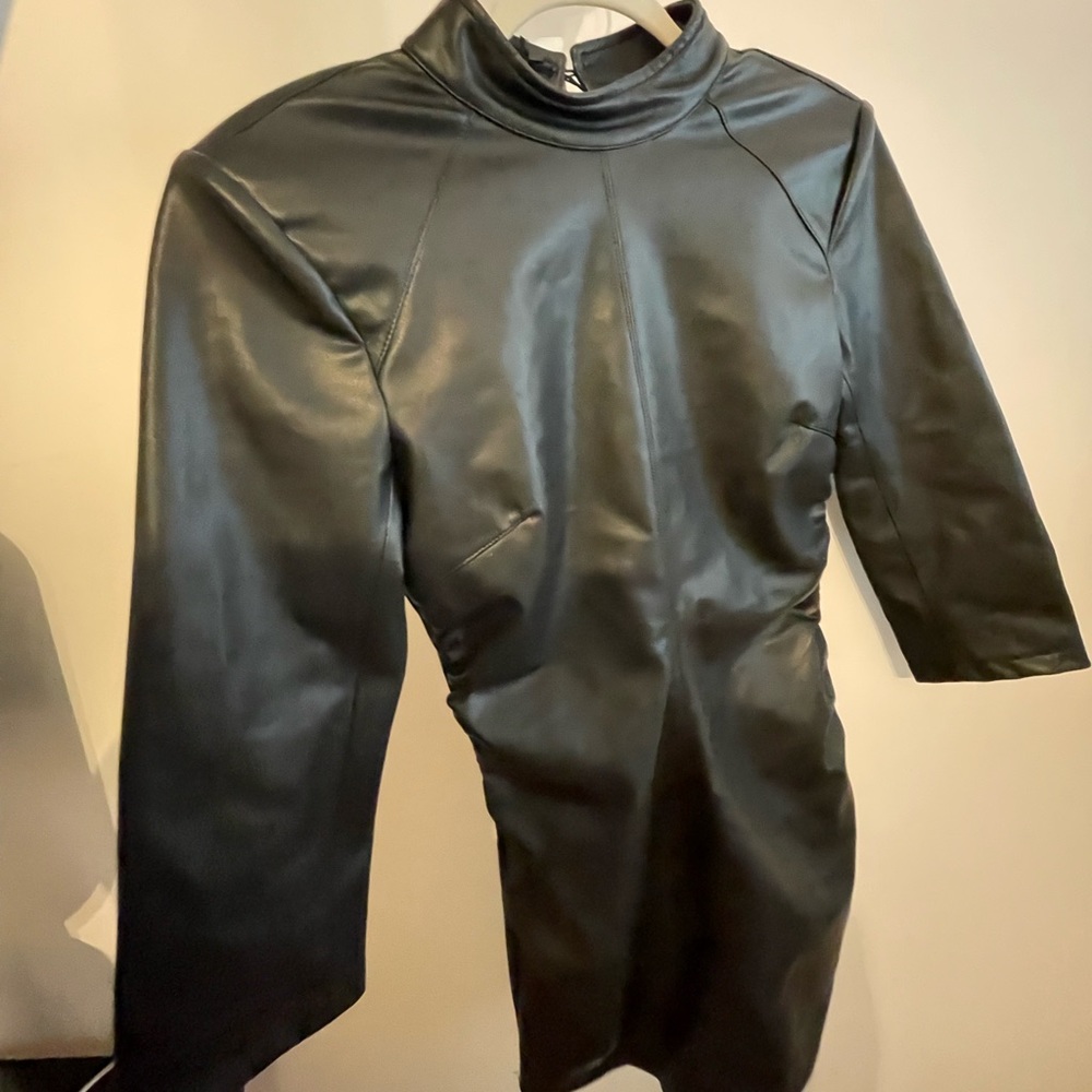 Leather long sleeve dress. Zara